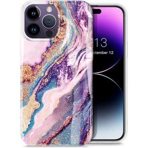 For iPhone 14 Pro Max 6.7in Military Grade Drop Protection Soft TPU Marble Case